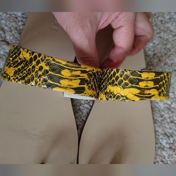 TIBI Cedric yellow Snake-Embossed Flat Sandals size 38 - Picture 8 of 12